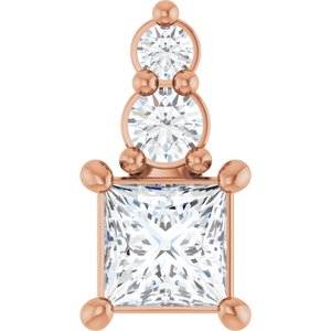 14K Rose Gold 3.25x3.25 mm Square Pendant Mounting
