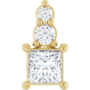 10K Yellow Gold 3.25x3.25 mm Square Pendant Mounting
