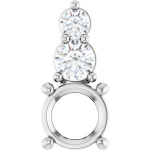 14K White Gold 5.8 mm Round 1/5 CTW Lab-Grown Diamond Semi-Set Pendant – image 2