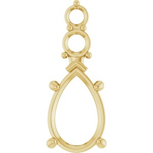 18K Yellow Gold 12x8 mm Pear Pendant Mounting – image 2