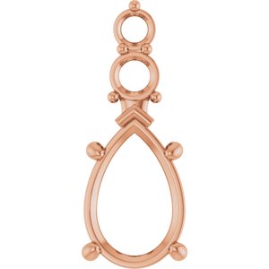 14K Rose Gold 12x8 mm Pear Pendant Mounting – image 2