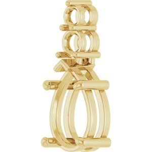 10K Yellow Gold 12x8 mm Pear Pendant Mounting – image 4