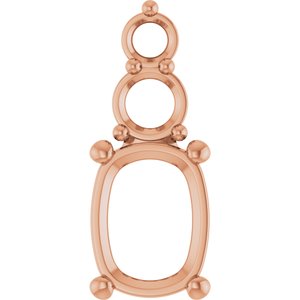 10K Rose Gold 8.5x6.5 mm Elongated Cushion Pendant Mounting – image 2