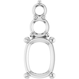 14K X1 White Gold 8.5x6.5 mm Elongated Cushion Pendant Mounting – image 2