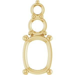18K Yellow Gold 8.5x6.5 mm Elongated Cushion Pendant Mounting – image 2