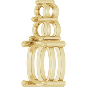 14K Yellow Gold 8.5x6.5 mm Elongated Cushion Pendant Mounting – image 4