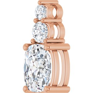 14K Rose Gold 8.5x6.5 mm Elongated Cushion Pendant Mounting – image 3