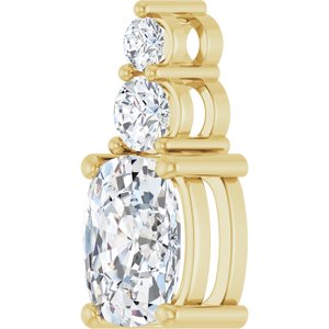 14K Yellow Gold 8.5x6.5 mm Elongated Cushion Pendant Mounting – image 3