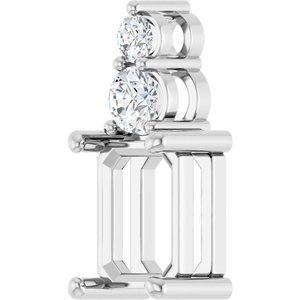 14K White Gold 8.5x6.5 mm Emerald 1/3 CTW Natural Diamond Semi-Set Pendant – image 4