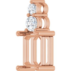 14K Rose Gold 8.5x6.5 mm Emerald 1/4 CTW Lab-Grown Diamond Semi-Set Pendant – image 4