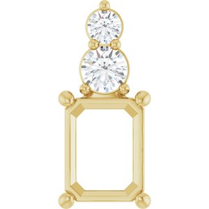 14K Yellow Gold 8.5x6.5 mm Emerald 1/4 CTW Lab-Grown Diamond Semi-Set Pendant – image 2