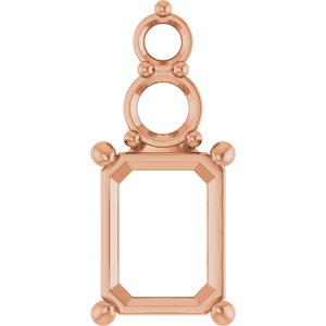 18K Rose Gold 8.5x6.5 mm Emerald Pendant Mounting – image 2