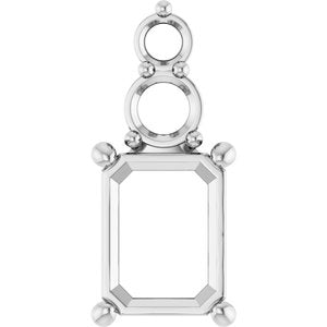 14K X1 White Gold 8.5x6.5 mm Emerald Pendant Mounting – image 2
