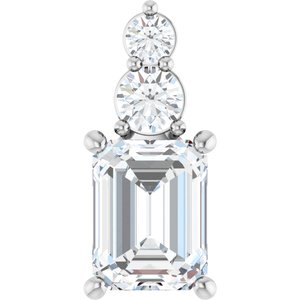 Platinum 8.5x6.5 mm Emerald Pendant Mounting
