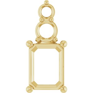 14K Yellow Gold 8.5x6.5 mm Emerald Pendant Mounting – image 2