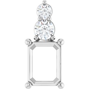 14K White Gold 8.5x6.5 mm Emerald 1/4 CTW Lab-Grown Diamond Semi-Set Pendant – image 2