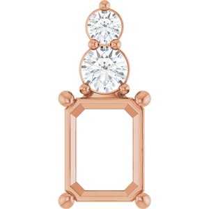 14K Rose Gold 8.5x6.5 mm Emerald 1/4 CTW Lab-Grown Diamond Semi-Set Pendant – image 2