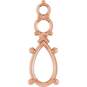 14K Rose Gold 10x6 mm Pear Pendant Mounting – image 2