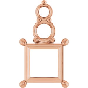 10K Rose Gold 7x7 mm Square Pendant Mounting – image 2