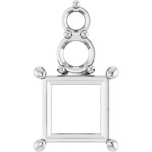 14K White Gold 7x7 mm Square Pendant Mounting – image 2
