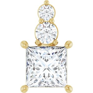 14K Yellow Gold 7x7 mm Square Pendant Mounting