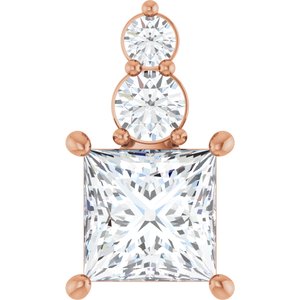 10K Rose Gold 7x7 mm Square Pendant Mounting