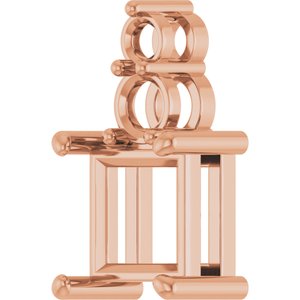 10K Rose Gold 7x7 mm Square Pendant Mounting – image 4