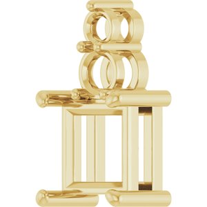 14K Yellow Gold 7x7 mm Square Pendant Mounting – image 4