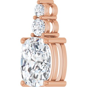 10K Rose Gold 11x9 mm Elongated Cushion Pendant Mounting – image 3