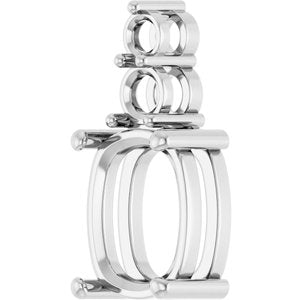 14K White Gold 11x9 mm Elongated Cushion Pendant Mounting – image 4