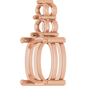 14K Rose Gold 11x9 mm Elongated Cushion Pendant Mounting – image 4