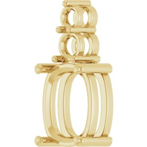 18K Yellow Gold 11x9 mm Elongated Cushion Pendant Mounting – image 4