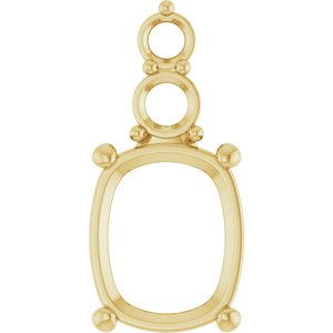 14K Yellow Gold 11x9 mm Elongated Cushion Pendant Mounting – image 2