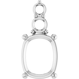 10K White Gold 11x9 mm Elongated Cushion Pendant Mounting – image 2