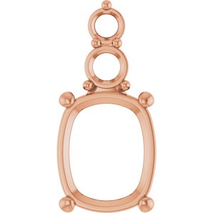 18K Rose Gold 11x9 mm Elongated Cushion Pendant Mounting – image 2