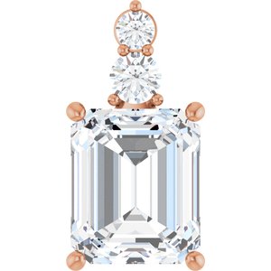 10K Rose Gold 12x10 mm Emerald Pendant Mounting