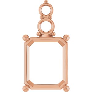 10K Rose Gold 12x10 mm Emerald Pendant Mounting – image 2