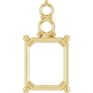 14K Yellow Gold 12x10 mm Emerald Pendant Mounting – image 2