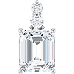 Continuum Sterling Silver 12x10 mm Emerald Pendant Mounting