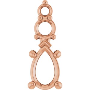 10K Rose Gold 7x4.5 mm Pear Pendant Mounting – image 2