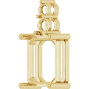 18K Yellow Gold 12x10 mm Emerald Pendant Mounting – image 4
