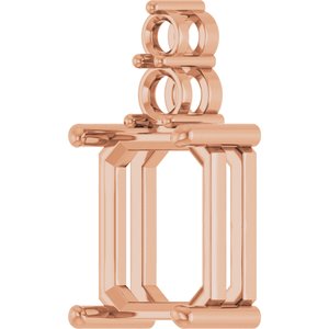 10K Rose Gold 12x10 mm Emerald Pendant Mounting – image 4