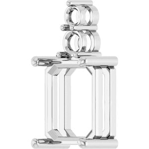 10K White Gold 12x10 mm Emerald Pendant Mounting – image 4