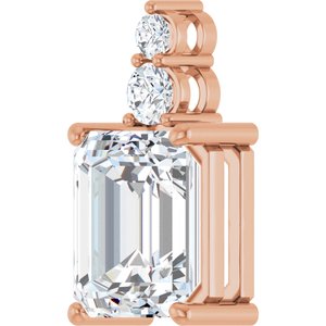 18K Rose Gold 12x10 mm Emerald Pendant Mounting – image 3
