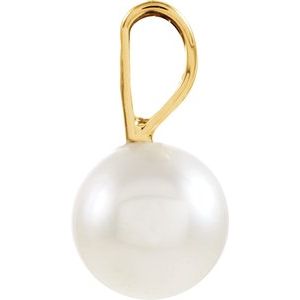 14K Yellow Gold Cultured White Akoya Pearl Pendant