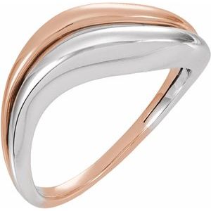 14K White/Rose Gold Asymmetrical Ring