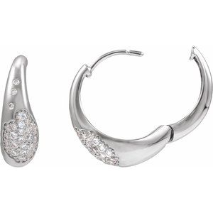 14K White Gold 1/4 CTW Lab-Grown Hoop Pavé-Style Earrings – image 2