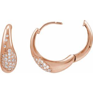 14K Rose Gold 1/4 CTW Lab-Grown Hoop Pavé-Style Earrings – image 2