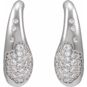 14K White Gold 1/4 CTW Lab-Grown Hoop Pavé-Style Earrings – image 3