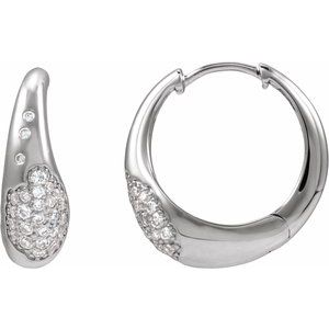 14K White Gold 1/4 CTW Lab-Grown Hoop Pavé-Style Earrings